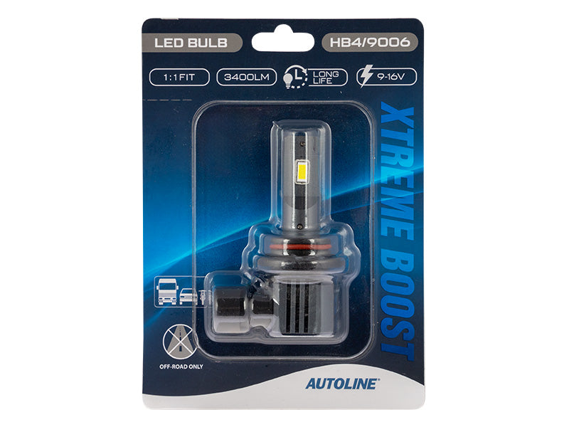 9-16V 3400 Lm AUTOLINE Xtreme Boost LED HB4/9006 autopirnid, jahe valge valgus 5500K