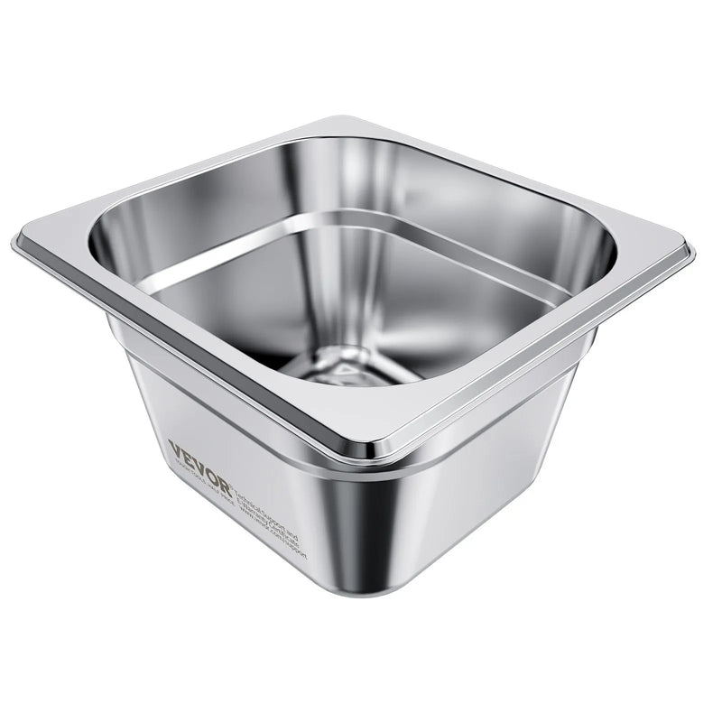 Nerūsējošā tērauda gastronomijas trauki, 1/6 izmērs, dziļums 100 mm, tilpums 1,7 l, 6 gab. komplekts