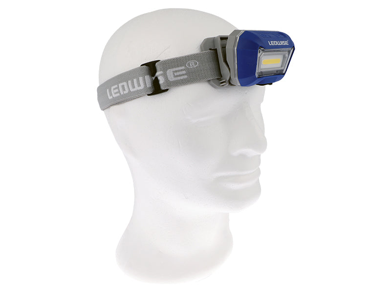 LEDWISE 300Lm LED headlamp with anti-slip headband, motion sensor, IPX5, 3.7V 1500mAh, USB-C charging,