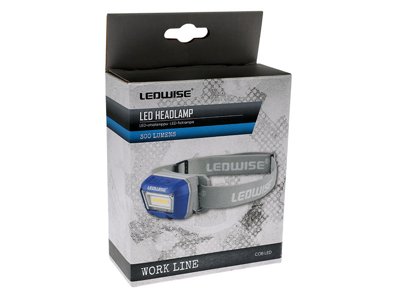 LEDWISE 300Lm LED galvas lukturis ar pretslīdes saiti, kustības sensors, IPX5, 3.7V 1500mAh, USB-C uzlāde,