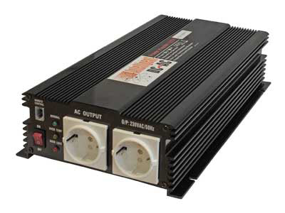1500W 230VAC/12V INTELLIGENT automaatne inverter, max. Energiatarve 150A, 2x230AC kasti. Transientne võimsus 3000W, sissevool <0,5A, 3,9kg, 360x198x80mm.