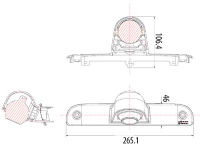 12V Bremžu gaismas kamera Fiat Ducato, Peugeot Boxer, Citroen Jumper 2006-, 265x46mm