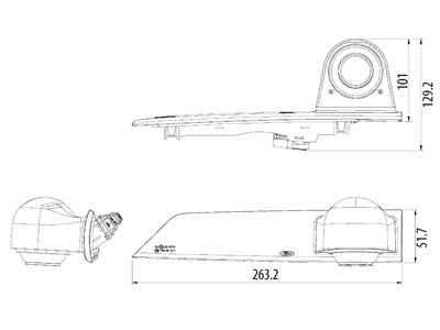12V Bremžu gaismas kamera Ford Transit Custom 2012-2015, 263.2x51.7mm