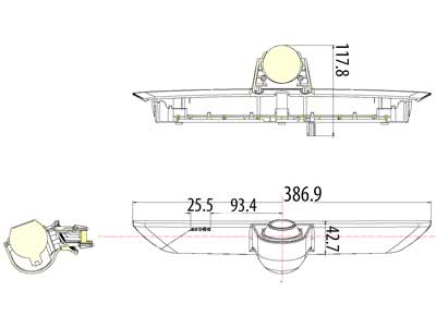 12V Bremžu gaismas kamera Ford Transit 2015-, 386.9x42.7mm