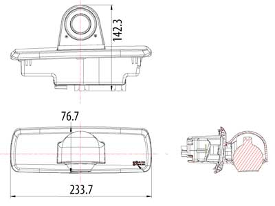 12V aizmugurējā kamera ar bremžu lukturi Opel Vivaro, Renault Trafic, Nissan NV300 2014-, 233.7x76.7mm