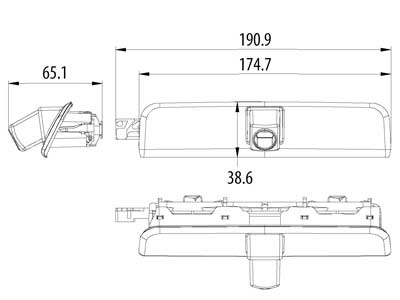 12V Rear camera with brake light VW Caddy 2003-2015 2011-2014, 174.7x38.6mm
