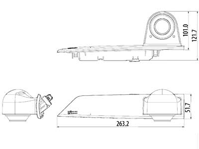12V piduritulede kaamera Ford Transit Custom 05.16-w, 263.2x51.7mm