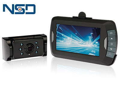 NSD digitālā bezvadu atpakaļskata kameras sistēma ar 10,9cm TFT LCD monitoru, 2,4GHz, 640x480, 120°, 100m, 12/24V, IP68
