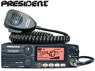 PRESIDENT McKinley auto rācija, profesionāls CB radio, 40 kanāli AM/FM/SSB, Spriegums: 12-24V