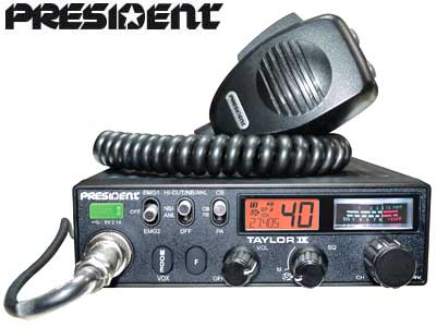 PRESIDENT Taylor IV  auto rācija 40 kanāli AM/FM, Spriegums: 12-24V