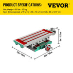 VEVOR frēzēšanas galds 450×170 mm, 30 kg, divu asu krustgalds, 4 virzienu regulācija, piemērots urbjstatīviem un darbgaldiem
