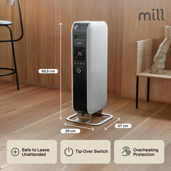 Mill Gentle Air eļļas radiators AB-H1000DN, 1000 W, balts