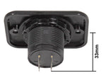 Voltmeter 6-33 V, Ø37 mm, LED display, mounting hole 29 mm, mounting panel 45×63 mm, screw distance 48 mm, connectors 2×6.3 mm