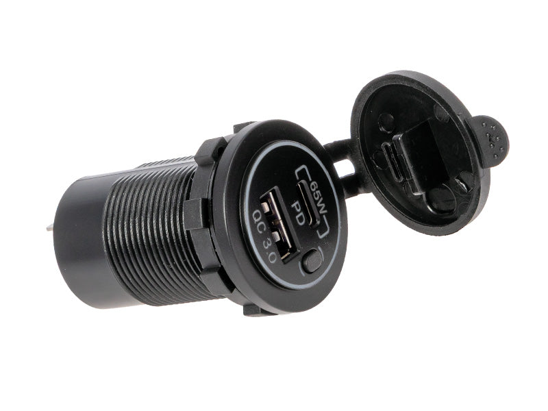 USB ligzda ar apgaismojumu, 65 W PD USB-C