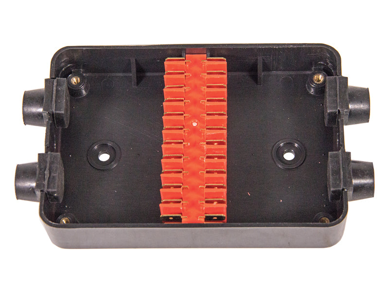 Ūdensizturīga elektriskā sadales kārba PL-902, 12 ķēdes, 48 kontakti, 4 izvadi, 140x39x96mm