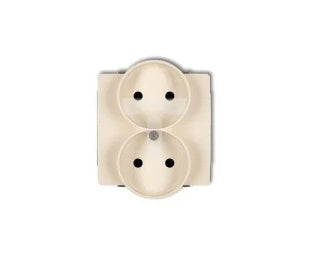 Double socket without earthing 16A, only for Deco Soft frames, power path covers, screw terminals Beige