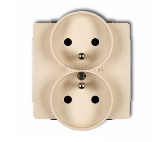 Double socket with earthing 16A, only for Deco Soft frames, power path latches, screw terminals Beige