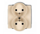Double socket with earthing 16A, only for Deco Soft frames, power path latches, screw terminals Beige