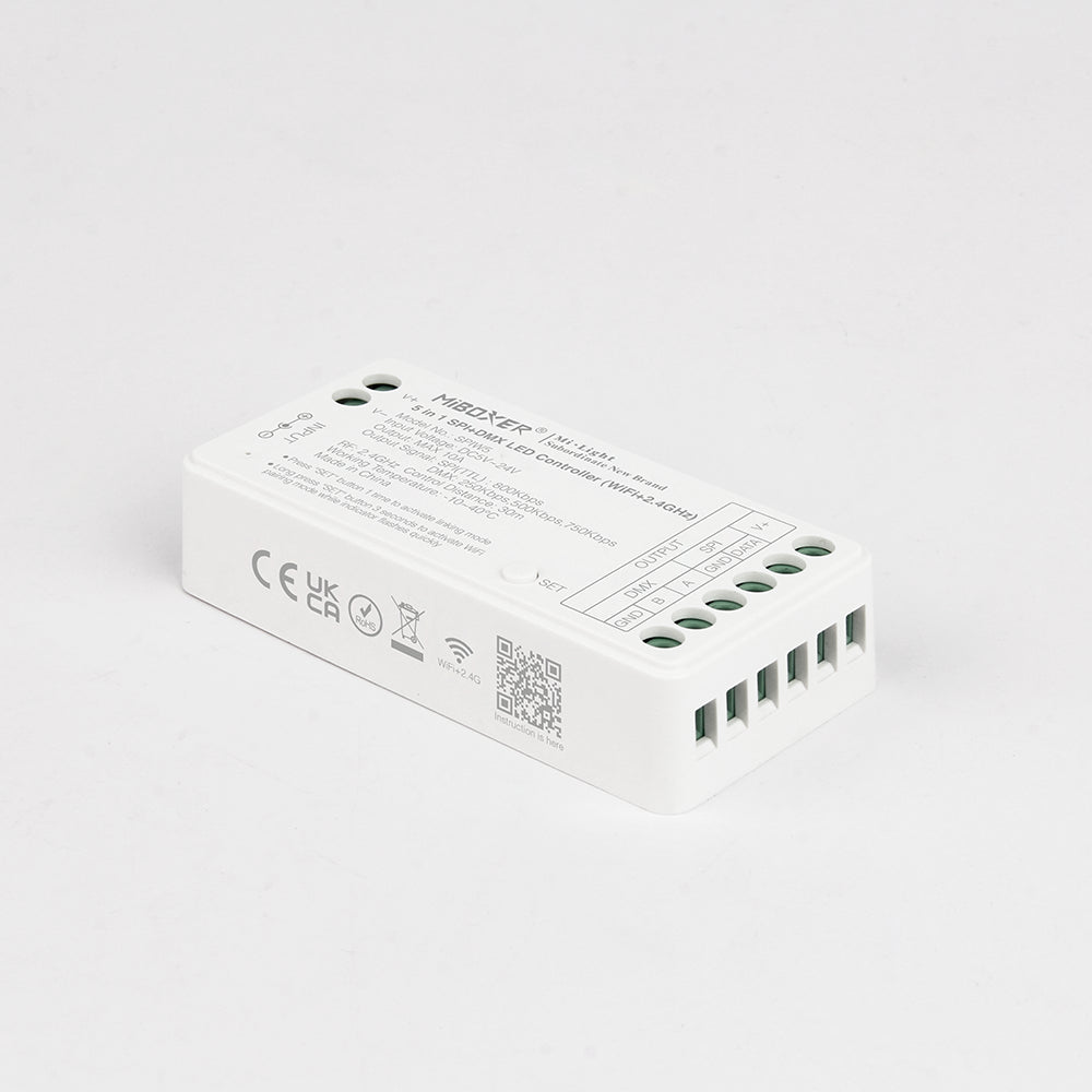 SPIW5  5-in-1 SPI + DMX LED kontrolieris (WiFi + 2,4 GHz)