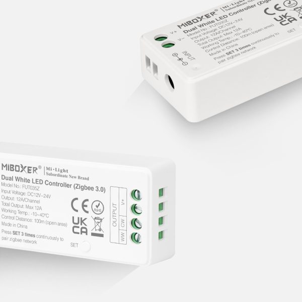 Balts duālais LED kontrolieris (Zigbee 3.0) 12A, 2.40 - 2.48GHz