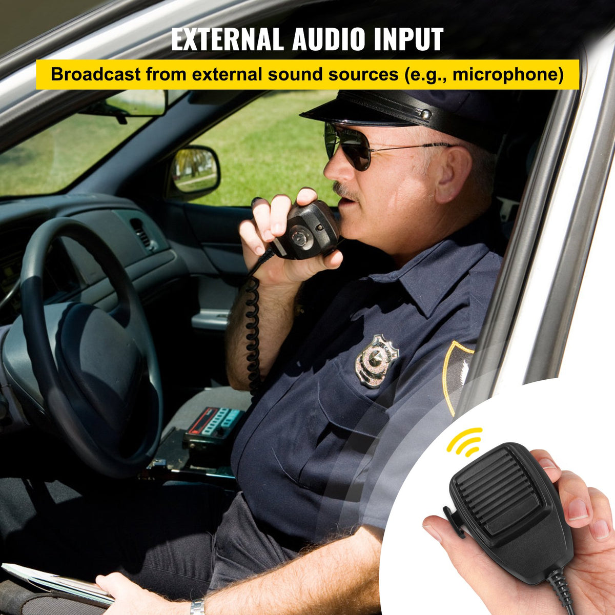 VEVOR 200 W avārijas brīdinājuma sirēnas komplekts ar 8 signāliem, PA skaļruni un mikrofonu – piemērots policijas, ātrās palīdzības, ugunsdzēsēju un speciālajiem dienestu transportlīdzekļiem