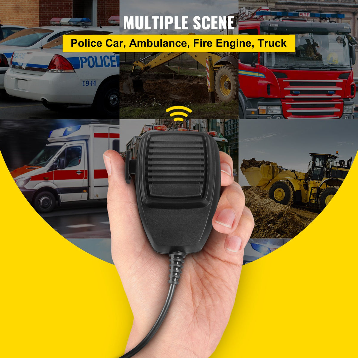 VEVOR 200 W avārijas brīdinājuma sirēnas komplekts ar 8 signāliem, PA skaļruni un mikrofonu – piemērots policijas, ātrās palīdzības, ugunsdzēsēju un speciālajiem dienestu transportlīdzekļiem