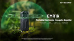EMR16 NITECORE – Pārnēsājamais elektroniskais odu atbaidītājs Iebūvēts 5200 mAh litija akumulators, Darbības laiks līdz 5 stundām.
