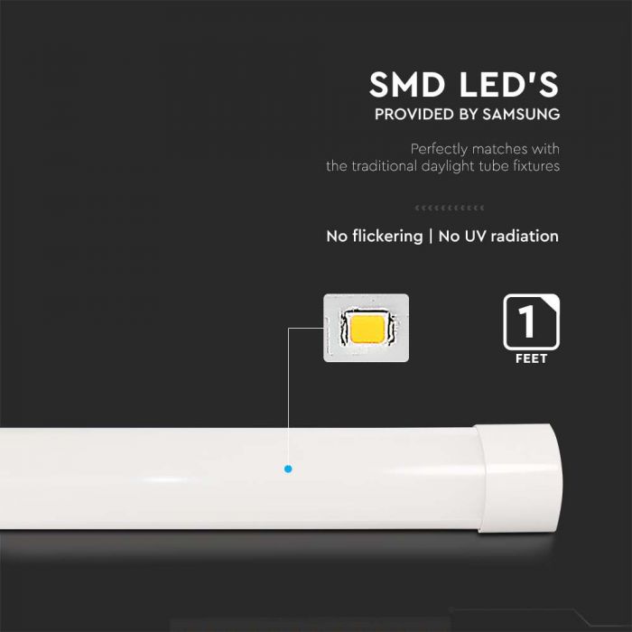 10W(1000Lm) ED Linear surface-mounted luminaire, 30cm, V-TAC SAMSUNG, IP20, warranty 5 years, without plug (cable connection), cold white light 6500K