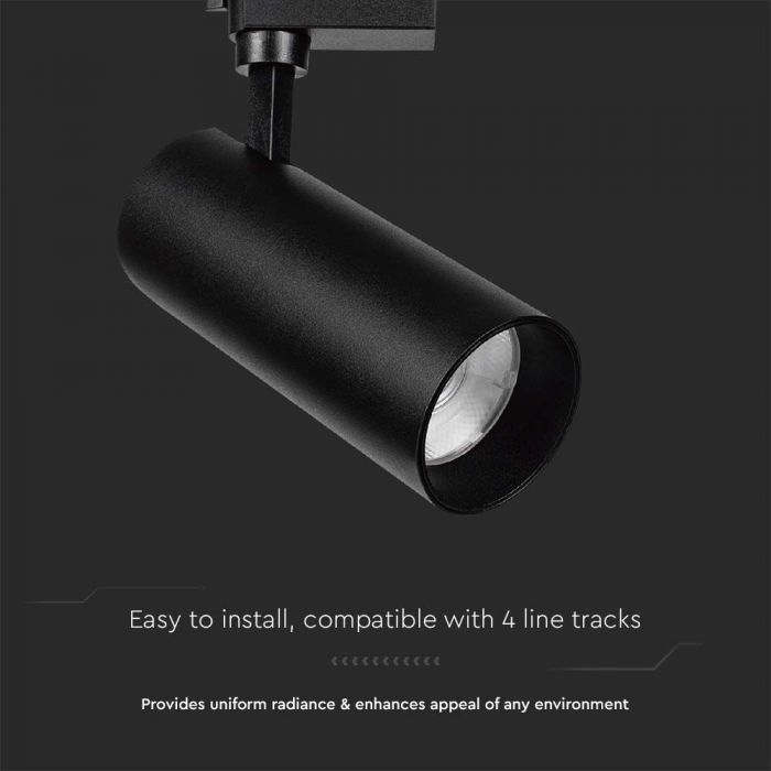 Светодиодный трековый светильник 35W(3000Lm), V-TAC SAMSUNG, IP20, гарантия 3 года, черный, нейтральный белый 4000K