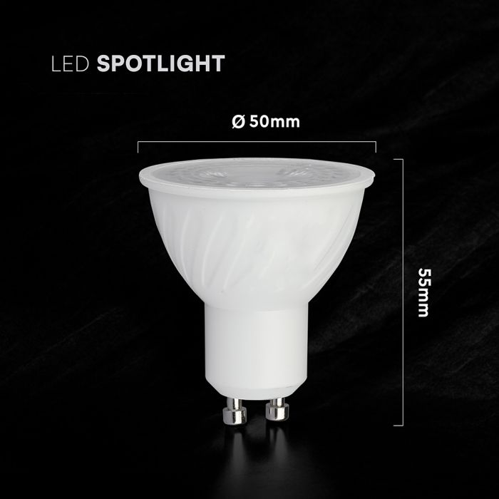 GU10 4.5W(345Lm) LED Spuldze, V-TAC, IP20, silti balta gaisma 3000K