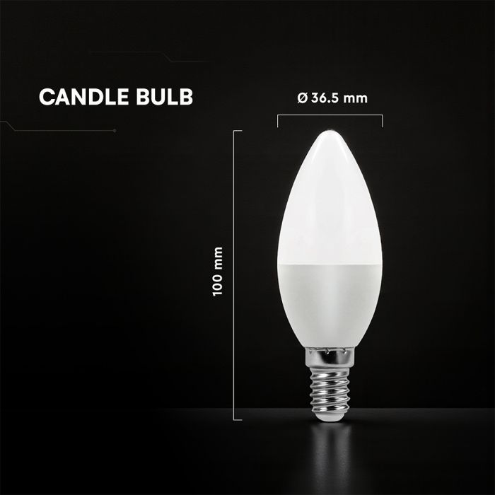 E14 6.5W(600Lm) LED  SMD-CREE Chip Spuldze, IP20, V-TAC, silti balta gaisma 3000K