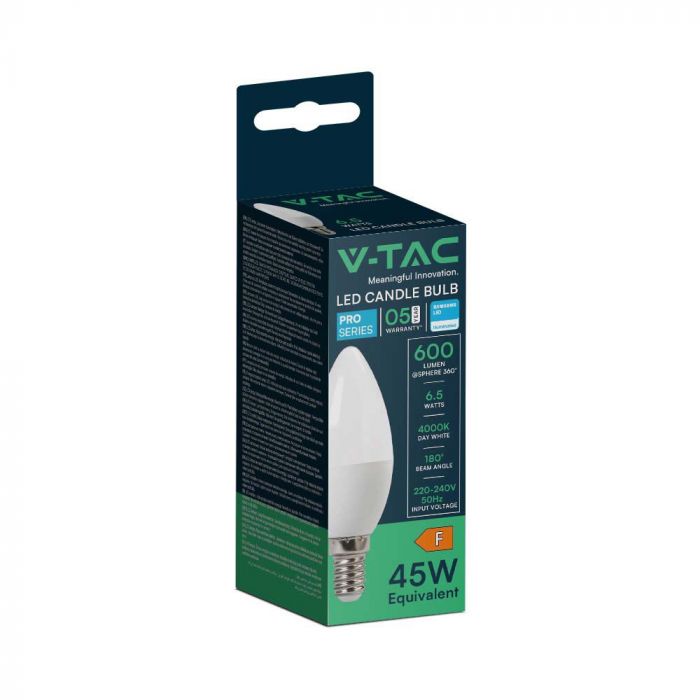E14 6.5W(600Lm) LED-küünalambid, V-TAC SAMSUNG, IP20, neutraalne valge valgus 4000K