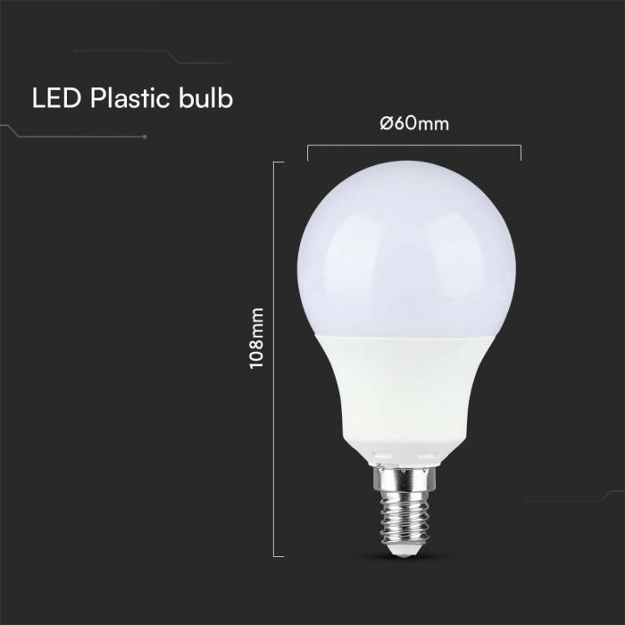 E14 8.5W(806Lm) LED Spuldze, V-TAC SAMSUNG, IP20, silti balta gaisma 3000K