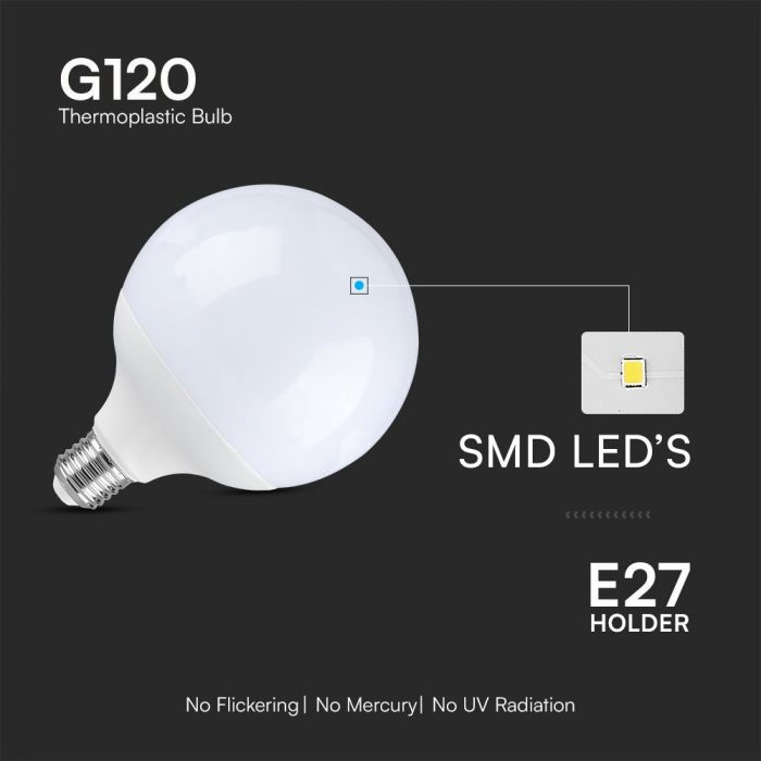 E27 18W(2000Lm) LED Spuldze, V-TAC SAMSUNG, IP20, auksti  balta gaisma 6500K