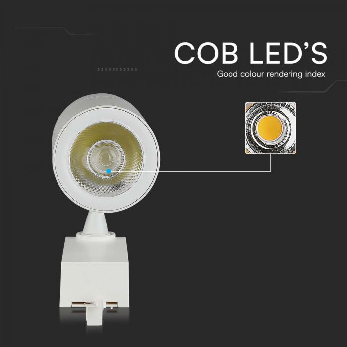 35W(3000Lm) LED armatur för strömskenor, V-TAC SAMSUNG, IP20, 5 års garanti, vit, varmvitt ljus 3000K