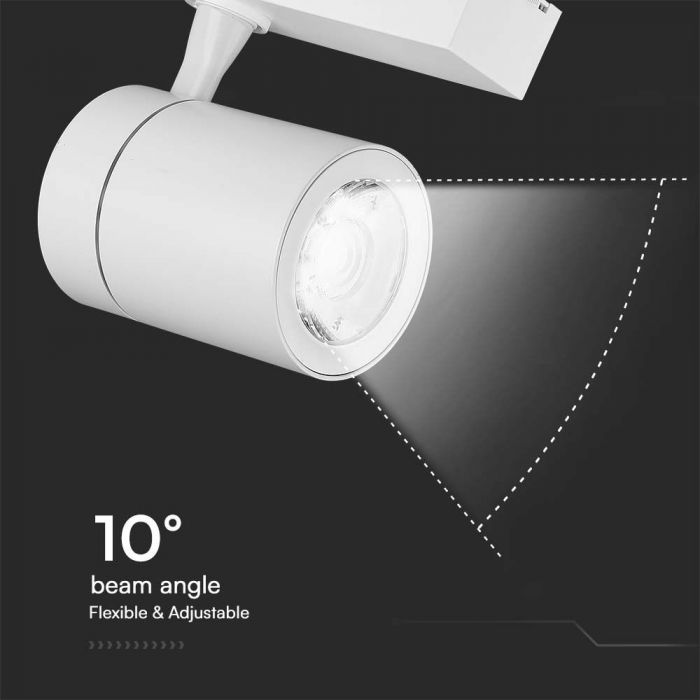 35W(3000Lm) LED armatur för strömskenor, V-TAC SAMSUNG, IP20, 5 års garanti, vit, varmvitt ljus 3000K