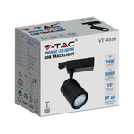35W(3000Lm) COB LED Sliežu gaismeklis, V-TAC, IP20, garantija 2 gadi, melns,  auksti balta gaisma 6000K