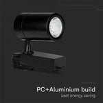 35W(3000Lm) COB LED Sliežu gaismeklis, V-TAC, IP20, garantija 2 gadi, melns,  auksti balta gaisma 6000K