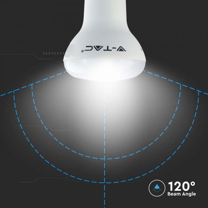 E27 8.5W(806Lm) LED-lambi, V-TAC SAMSUNG, IP20, R63, 5 aastat garantiid, 6500K jaheda valge valgus