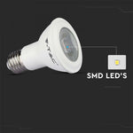 E27 5,8W (425Lm) LED-lampa, V-TAC SAMSUNG, IP20, 5 års garanti, varmvitt ljus 3000K