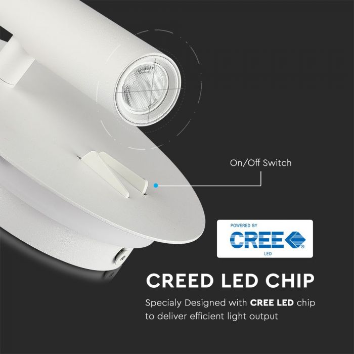 3W+6W(680Lm) LED viesnīcu gaismeklis, IP20, V-TAC, balts, silti balta gaisma 3000K