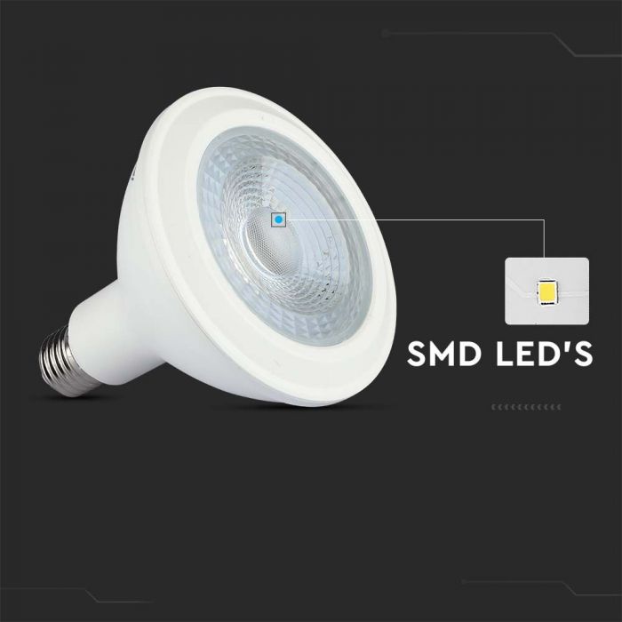 E27 12.8W(930Lm) LED Spuldze, V-TAC SAMSUNG, PAR38, IP20, garantija 5 gadi, silti balta gaisma 3000K