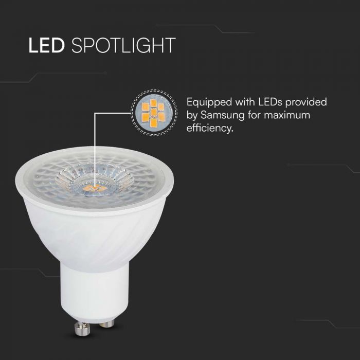 GU10 6W(445Lm) LED-lampa, V-TAC SAMSUNG, 5 års garanti, IP20, kallvit 6500K