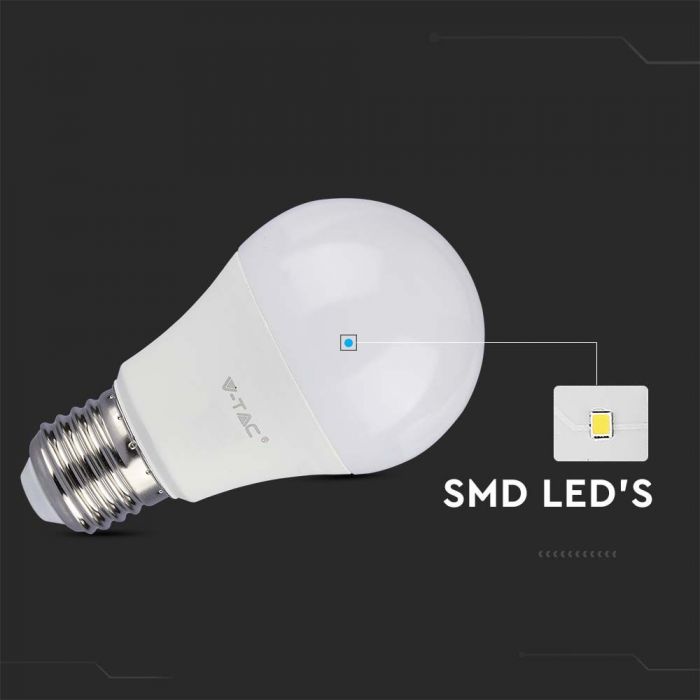 E27 10.5W(1055Lm) LED-lambi, V-TAC SAMSUNG, A60, IP20, 5 aastat garantiid, 6500K jaheda valge valgus