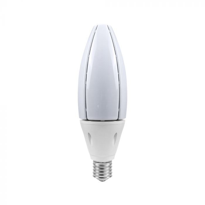60W(6500Lm) LED olīvas formas spuldze, V-TAC VT-260, SMD-CREE, 108Lm/W, IP20, balta, E40, 102x320mm, 300°, 6 gadu garantija, auksti balta gaisma 6500K