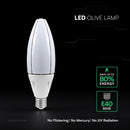 60W(6500Lm) LED olīvas formas spuldze, V-TAC VT-260, SMD-CREE, 108Lm/W, IP20, balta, E40, 102x320mm, 300°, 6 gadu garantija, auksti balta gaisma 6500K