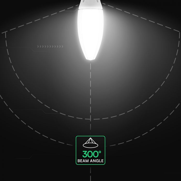 60W(6500Lm) LED olīvas formas spuldze, V-TAC VT-260, SMD-CREE, 108Lm/W, IP20, balta, E40, 102x320mm, 300°, 6 gadu garantija, auksti balta gaisma 6500K