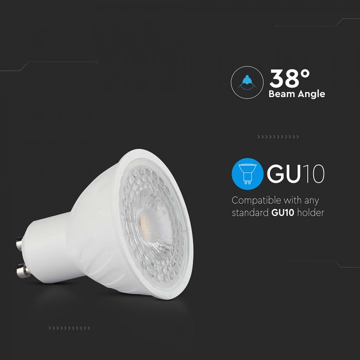 GU10 6W(445Lm) LED Spuldze, V-TAC, IP20, silti balta gaisma 3000K