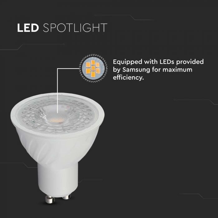 GU10 6W(445Lm) LED Spuldze, V-TAC SAMSUNG, IP20, neitrāli balta gaisma 4000K