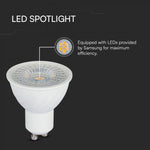 GU10 6W (445Lm) LED-lampa, V-TAC SAMSUNG, IP20, 5 års garanti, 6500K kallvitt ljus